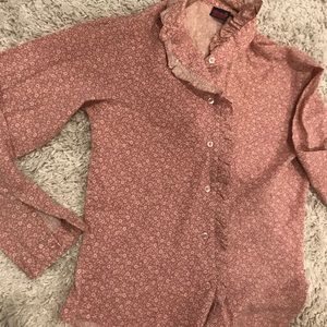 Funky pink floral button up top!